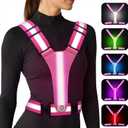 LED Reflective Vest Running Gear, 5 Colors Lights Up Running Vest for Night Walking Cycling Jogging, Adjustable Size for Men Women Kids, Rechargeable and High Visible