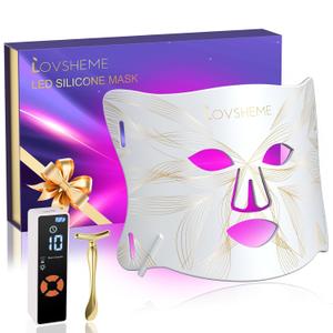 Red Light Therapy for Face, LED Face Mask Light Therapy, Red Light Therapy Mask for Acne, Wrinkles and Skin Rejuvenation, 320 LEDS, 3 Modes, 10-Min Auto Off, Eye Protection Included