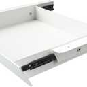 White Under Desk Mounted Sliding Drawer with 60 Degree Tilt Panel to pull out, 15'' long & 9'' deep Large Storage Organizer for Sit Stand Workstation