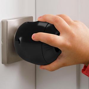 Child Safety Door Knob Cover (3 Pack) Hard-to-Remove Dual-Lock Door Handle Covers for Kids - Reusable Baby Proof Door Knob Locks - Installs Easily, No Tools Needed (Black)