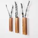 3-Pack Decorative Wood Wall Planters for Artificial Plant, Dried Flower Stems, 12" Slim Wood Wall Vases for Living Room, Bedroom, Bathroom, Apartment Decor