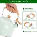 Tea Kettle Stovetop, 2.6 Quart cute teapot,loud whistle kettle, Food Grade Stainless Steel with Fold wood grain handle, Mint Green,With Anti Scald Towel