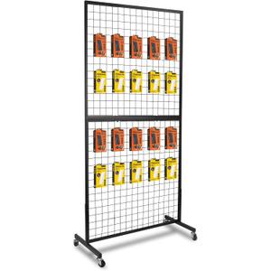 NectaCol 3'x 6' Gridwall Panel Display Stand with T-Base, Black Wire Grid Wall Panels with Wheels, Craft Display Rack, Art Display Stand, Retail Display, Show Rack, 1 Pack