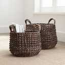Zuzu Round Handwoven Basket | Crate & Barrel Set of 2