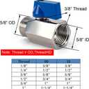 316 Stainless Steel Shut Off Valve 3/8" NPT Male x 3/8" NPT Female Ball Valve for Water Fuel Air (Pack of 2)