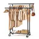Clothes Rack, Double Rods Rolling Clothing Rack for Hanging Clothes