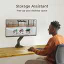 Claiks Single Monitor Mount for Max 49 inch Screens Stand up to Max 44 lbs, Ergonomic Gas Spring Heavy-Duty Adjustable Monitor Arm, with Clamp and Grommet Base, VESA Mounting Holes 75&100mm, Black