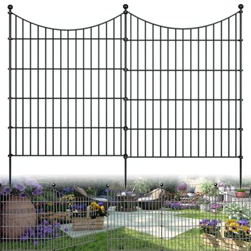 10 Panels Garden Fence Dog Fence Outdoor for Yard, 32in H x 23.6ft L Rustproof Metal Fencing with Ground Stakes | No Dig Animal Proof Containment for Pets/Rabbits | Durable Patio Security Panels