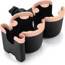 Accmor Stroller Cup Holder with Phone Holder, Bike Cup Holder, Universal Cup Holder for Uppababy Nuna Doona Strollers, 2-in-1 Cup Phone Holder for Stroller, Bike, Wheelchair, Walker, Scooter (Double Holder-Pink)