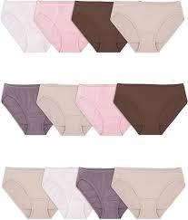 Fruit of the Loom Women's Eversoft Cotton Underwear Multipacks, Tag Free & Breathable, Plus Size, Bikini Assorted Body Tones, 7