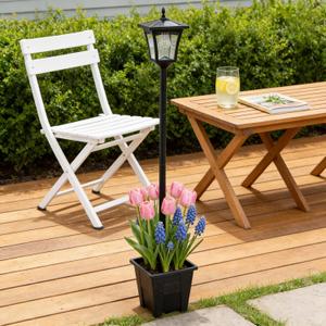 59" Solar Lamp Post Light,Outdoor Waterproof Solar Light Post with Planter,Garden Lights for Backyard, Pathway, Patio,Lawn, Driveway Decor, 49 inches
