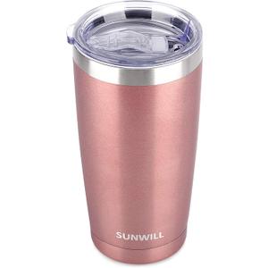 SUNWILL Travel Coffee Tumbler 20 oz, Insulated Mug with Lid, Stainless Steel Cup for Hot and Cold Drinks, Rose Gold