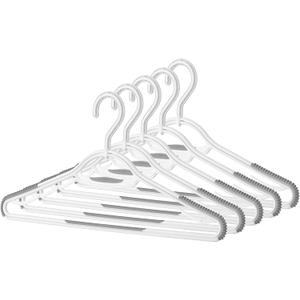 Whitmor Slim Sure-Grip Hangers with Swivel Hook (Set of 5), White, 17.13x 8.07 inch