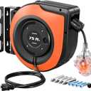 DEWENWILS 75 FT Retractable Extension Cord Reel with 6 Grounded Outlets, 14/3C SJTOW Heavy Duty Power Cord with New Twist-Lock Stopper, 10A Circuit Breaker, ETL Listed (Orange)