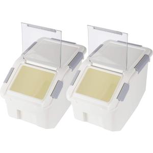 EonTone [2-Pack] 22 lbs Grain Storage Container, 10L Airtight Food Bin with Wheels for Flour,Rice, Pet Food