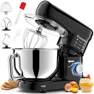 Kitchen Stand Mixer, 6.5Qt Household Stand Mixers, 660W 6+P Speed Tilt-Head Electric Dough Mixer, Food Mixers for Daily Use with Dough Hooks, Whisk, Beater (Black)