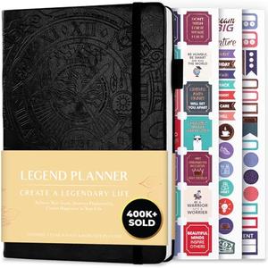 Legend Planner – Weekly & Monthly Life Planner to Hit Your Goals & Live Happier. Organizer Notebook & Productivity Journal. A5 (Black)