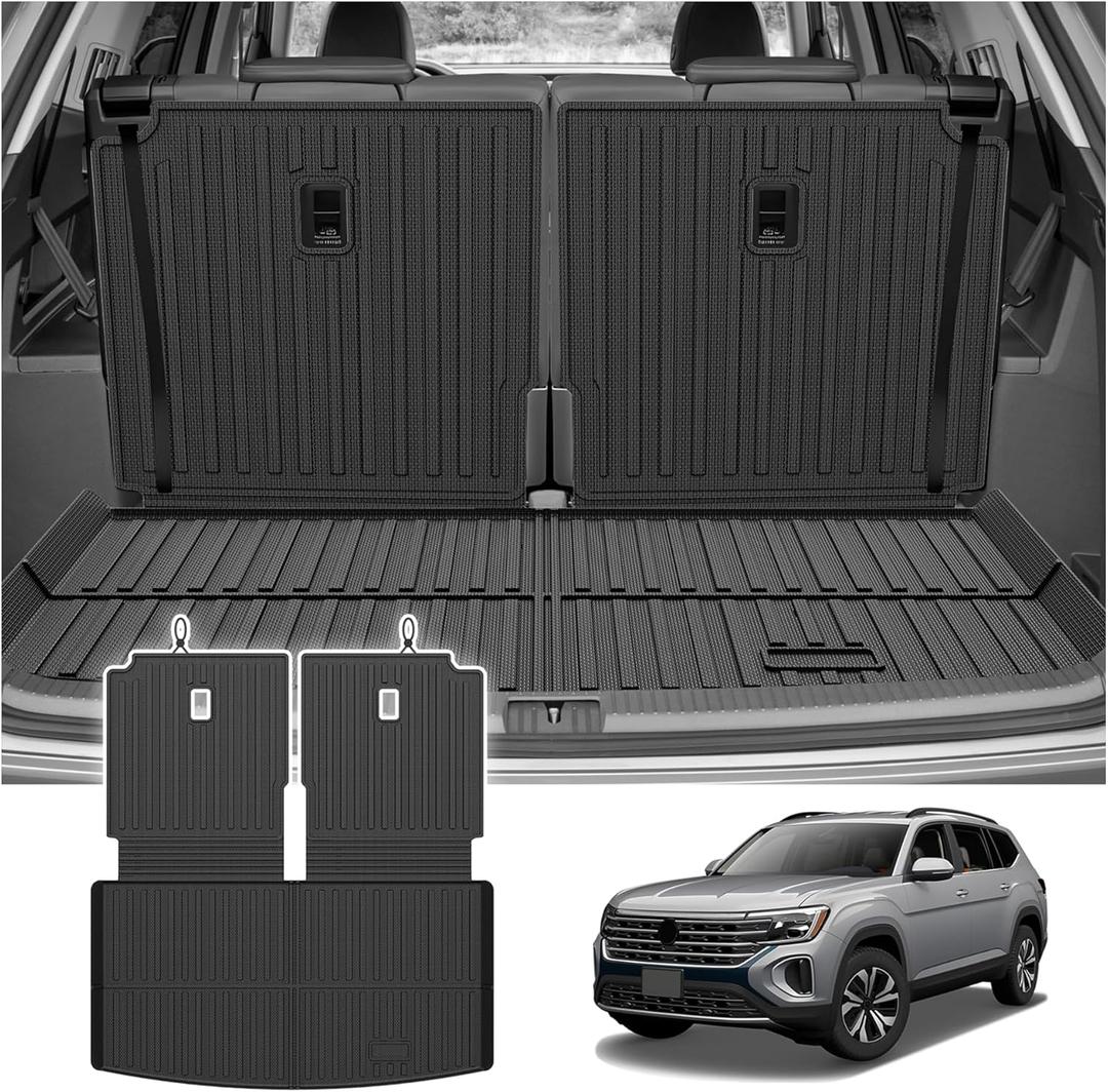 Cargo Liner for VW Volkswagen Atlas 2018-2025 2026 (Not for Cross Sport), All Weather Cargo Mats for Atlas Accessories, Heavy Duty TPE Trunk Mat, Car Accessories