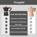 Mongdio Stovetop Espresso Maker Moka Pot, Cuban Coffee Maker Stove top coffee maker Moka Italian Espresso Greca Coffee Maker Brewer Percolator, 9 Espresso Cups, 15 oz - Black