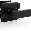 Orger 10 Pack Passage Door Handle Matte Black Non-Locking Door Lever, Interior Hallway Closet Door Lock Sets with Square Rosette, Modern Door Lock for Right & Left Handed Doors