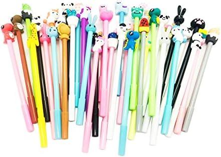 R WELL 40 Pcs Cute Cartoon Gel Pens, Kawaii Writing Pens, Black Animal ink pens for office school supplies