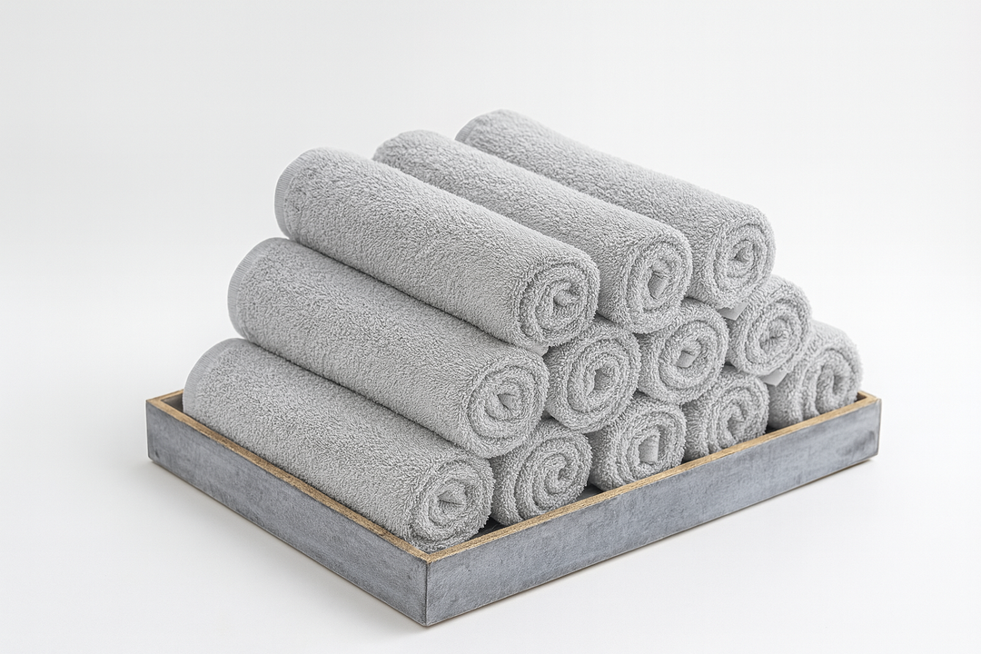 Avalon Towels Cotton Washcloths – (Pack of 60) Size 12x12 Inches, 100% Ring Spun Cotton, Soft & Absorbent Face Towels, Gym Towels, Hotel and Spa Quality, Reusable Fingertip Towels (Gery)