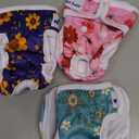 Pet Soft Washable Female Diapers (3 Pack) Female Dog Diapers, Comfort Reusable Doggy Diapers for Girl Dog in Period Heat (Cute Flower, XS)