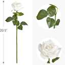 Mkono Rose Artificial Flowers 10 PCS Fake Rose Bouquet Silk Faux Flowers with Long Stem Realistic Blossom Roses for Home Decor Wedding Party Valentine's Day DIY Decorations (White)