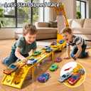 Truck Toys for Kids, Transport Vehicle with 12 Die-Cast Car, Double Race Car Track Cars Ramp Toy, Carrier Truck for Toddler 3-5, Christmas Birthday Gift for 3 4 5 6 7 8 Years Old Boys Girls (Yellow)