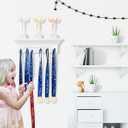 Premium Trophy Shelf and Medal Hanger Featuring Solid Wooden and Sturdy Ribbon Hooks. Wall Mount Medal Holder Display Gymnastics, Soccer, Running Race Medals Award.