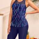 Yonique Women Two Piece Tankini Swimsuits with Shorts Athletic Bathing Suit with Swim Shorts Racerback Swimwear (Blue, S)