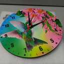 SPUNKER Clocks for Living Room,Hummingbird Wall Clock Battery Operated 10 Inch,Tropical Bird Red Flowers Round Clock Silent Non-Ticking Wall Decor for Farmhouse Office Home School Living Room Bedroom