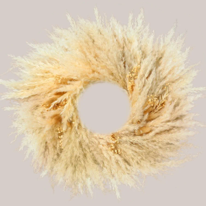 Natural Pampas Grass Wreath, 20'' Real Pampas Wreath for Front Door, Boho Wall Decor, Farmhouse Style, DIY Arrangement, Feather Wall Decor