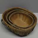 Lawei 3 Pack Wooden Bread Baskets, Wood Chip Picnic Basket with Handles, Handmade Woven Fruits Vegetable Storage Serving Basket Holder, Gift Packing Woven Basket, Flower Girl Baskets for Wedding