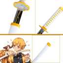 Demon Slayer Sword 41inch,with Display Stand and Belt, Rengoku Sword/Tanjiro Sword/Zenitsu Sword/Anime Original Texture,for Demon Slayer Cosplay and Collection