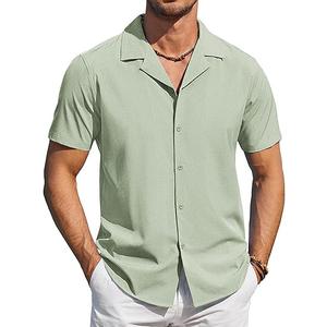 COOFANDY Mens Short Sleeve Shirts Casual Button Down Shirts Cuban Textured Summer Beach Shirts Size M