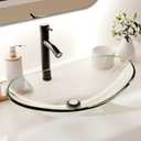 Vessel Sink Bathroom Sinks Tempered Glass Art Basin 20.8"x13.7" Oval Bowl Above Counter with Faucet and Pop-Up Drain Combo, Oval Transparent Countertop Bowl Sink for Lavatory