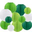 Green Paper Lanterns Party Decorations, Round Hanging Lanterns for Jungle Safari Party Supplies St. Patricks Day Decoration (12 PCS)