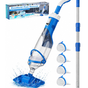 Cordless Pool Vacuum with Telescopic Pole, 18.5 GPM Powerful Suction, 1.5H Supercharge Technology, Handheld Pool Vacuum Cleaner for Above Ground/Inground Pools, Hot Tubs,Deep Blue