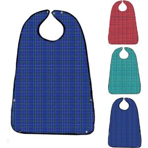 3 Pack Adult Bibs for Eating, Waterproof Clothing Protector with Crumb Catcher, Machine Washable Adult Bibs for men/women (Red-snap)