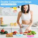 3 Pcs Silicone Snack Containers with Lids, Double Compartment Reusable Snack Containers with Lids and Spoons, Silicone Snack Container Small Mini Food Snack Boxes for Seasoning Salad Sauce