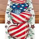 Artscope Love Heart Eucalyptus Patriotic 4th of July Table Runner, Memorial Day Kitchen Dining Table Decoration for Independence Day Home Decor 13x90 Inch