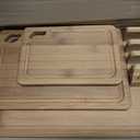 Astercook Deep-Carbonized Bamboo Cutting Boards for Kitchen with Wood Storage Stand, Reversible Charcuterie & Chopping Boards with Juice Grooves and Easy-Grip Handles, Mothers Day Gifts