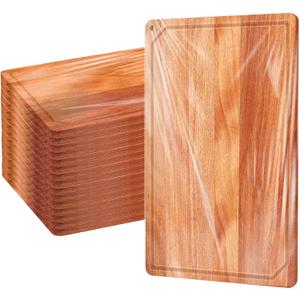 Eaasty 12 Set Extra Large Plain Cutting Board Bulk Heavy Duty Wood Cutting Boards Set with Juice Groove for Kitchen Wedding Housewarming Crafts Gifts, Pre Oiled (14" x 11",Walnut)