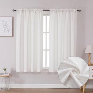 Lecloud Bessie Curtains 54 Inch Length 2 Panels, Light Filtering Faux Linen Burlap Textured Farmhouse Curtain Drapes, Rod Pocket Window Treatments for Bedroom Living Room, Each 30 W x 54 L, Natural