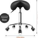 KKTONER Rolling Saddle Stool PU Leather Swivel Adjustable Rolling Stool with Wheels Salon Chair Black