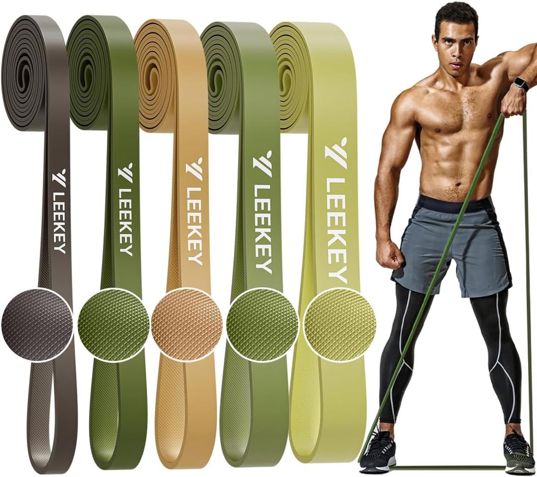 LEEKEY Resistance Bands, Exercise Bands with Handles,Pull Up Assist Bands - Band Set with Door Anchor - Bands for Working Out,Band for Men and Women Fitness Training,Home Workouts (5-125LBS GREEN)
