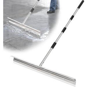 CAROD 33.4" Large Floor Squeegee for Concrete, Commercial Heavy Duty Silicone Blade Squeegee for Floor with 63" Stainless Handle, Anti-Splash Curved Baffle for Garage, Factory, and Tough Cleaning Jobs