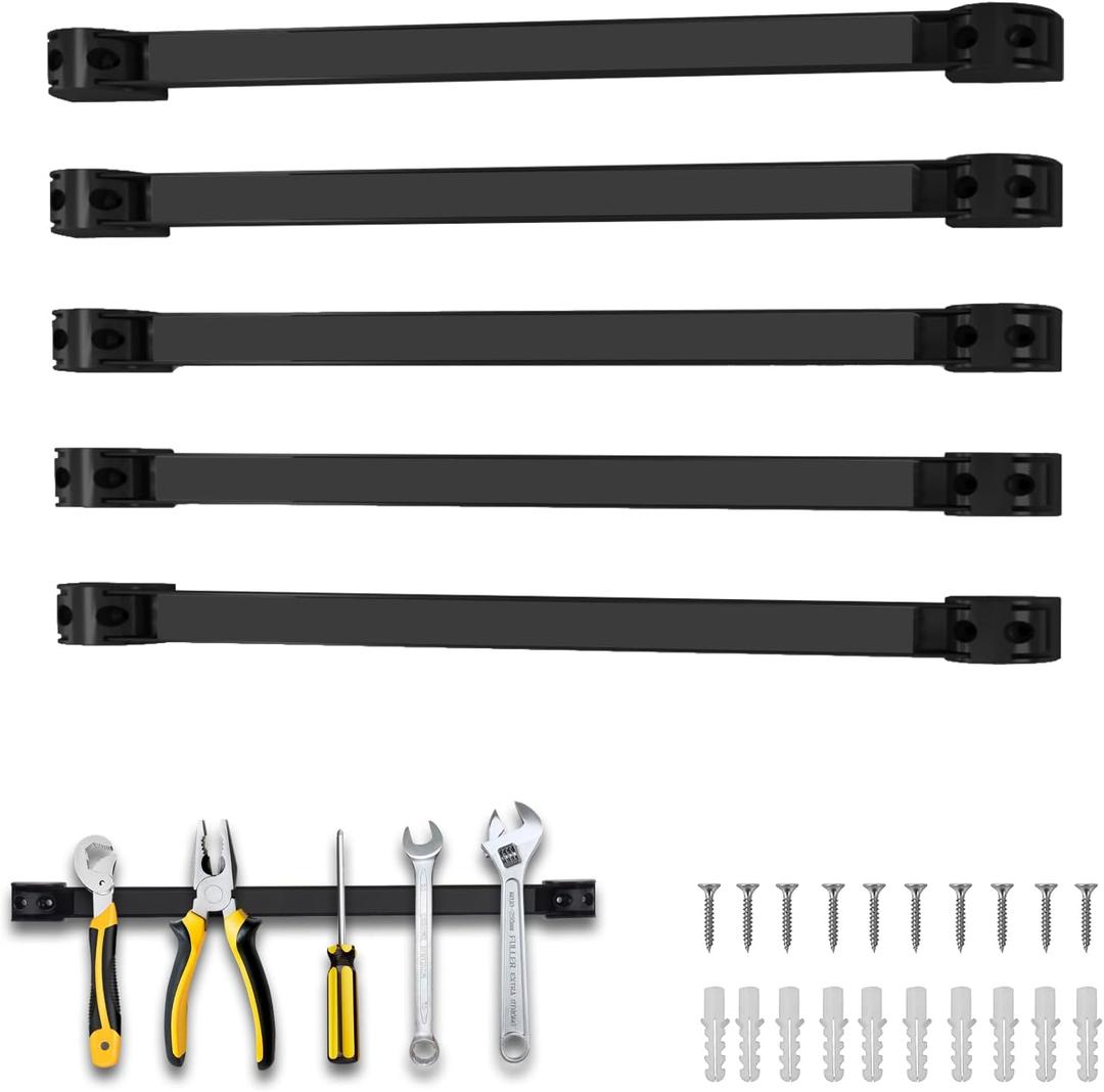 5 Pack Magnetic Tool Holder, Magnetic Strips Tool Magnet Bar PVC Coated for Garage Tool Organizer 16 In