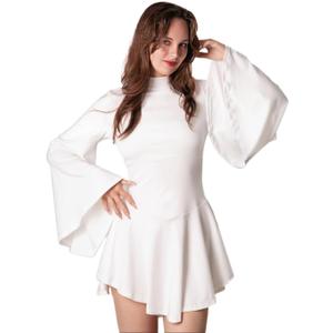 Cosplaya White Long Sleeve Mini Dress for Womens Adult Teens Sexy Princess Robe Cosplay Halloween Costumes (Large)
